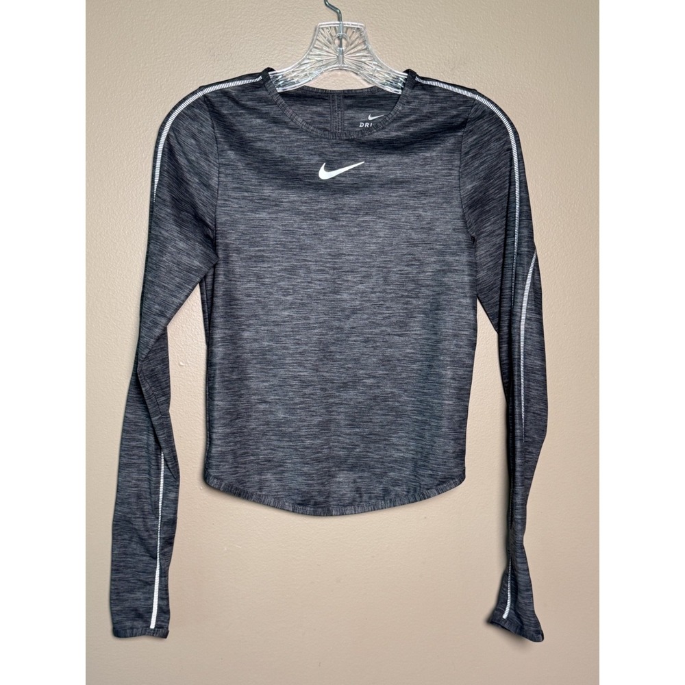 Nike Dri-Fit Runway Reflective Long Sleeve Running Top Grey XS